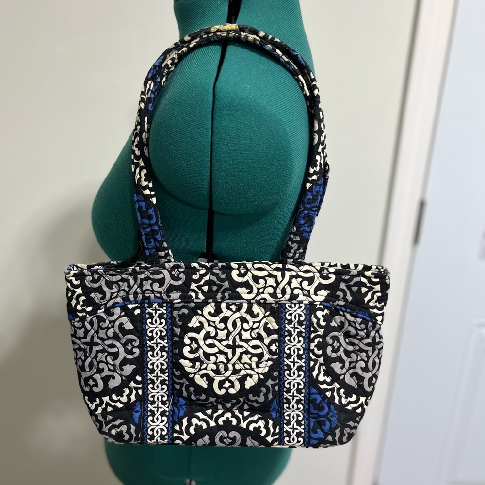 Elegant Vera Bradley Black and Blue Patterned Tote Bag
